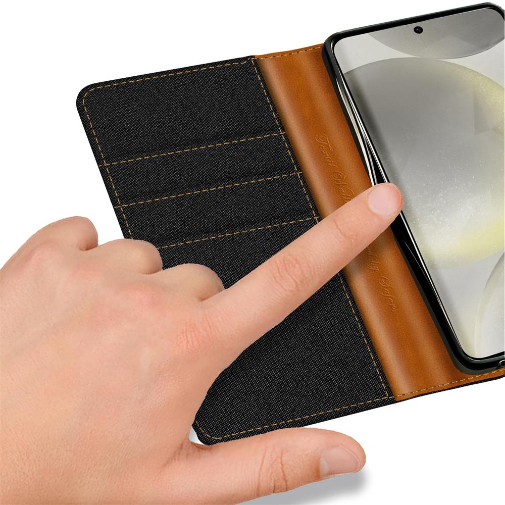 Textil Wallet für Samsung Galaxy S24 Ultra in Schwarz