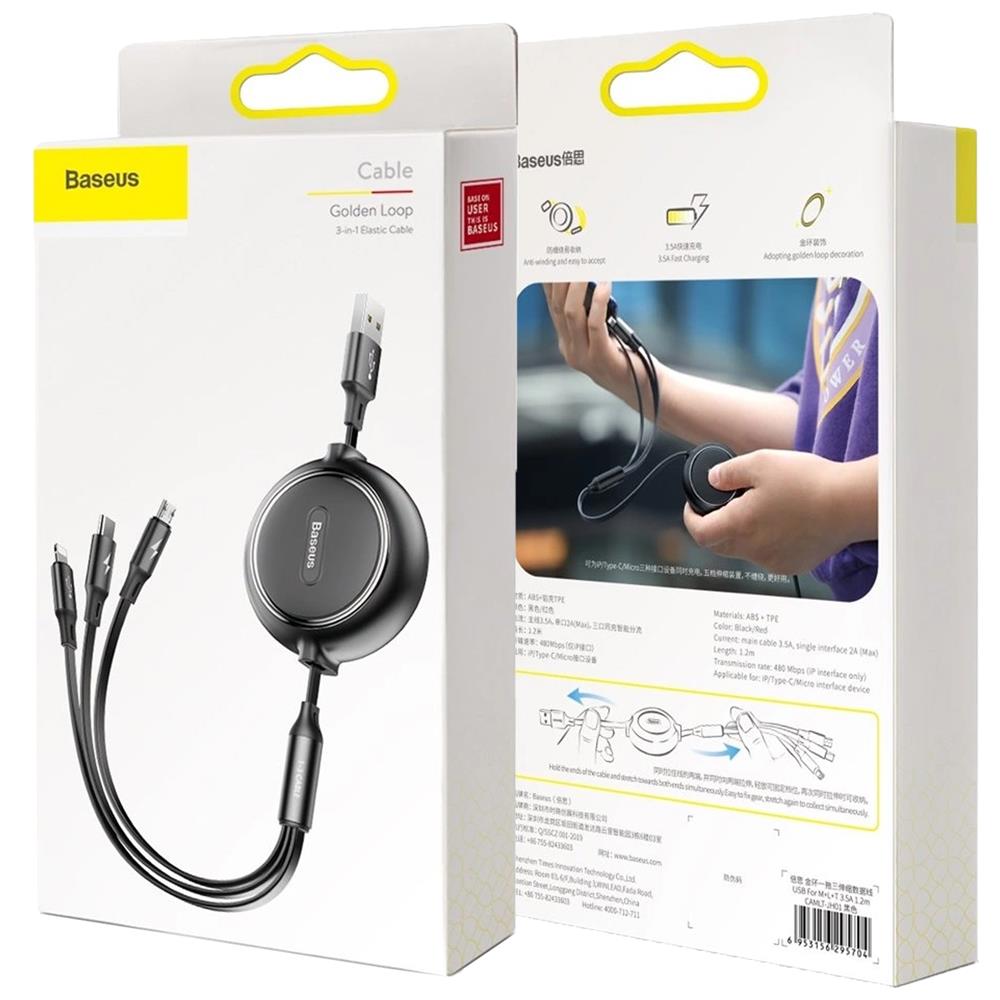 Baseus USB Kabel - CAMLT-JH01 - 3in1 in Schwarz