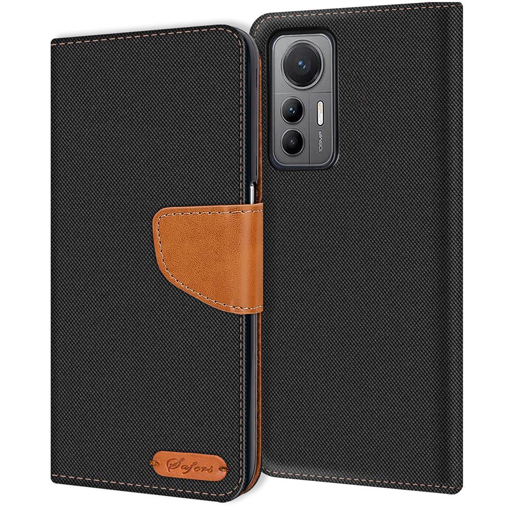 Textil Wallet für Xiaomi 12 Lite 5G in Schwarz