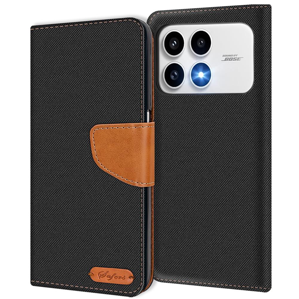 Textil Wallet für Xiaomi Poco F8 Pro in Schwarz