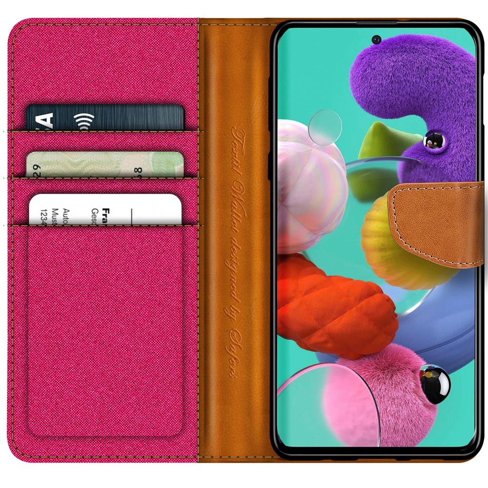 Textil Wallet für Samsung Galaxy A51 in Pink