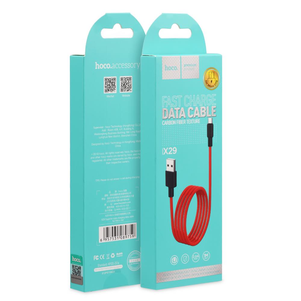 Hoco USB Kabel - X29 microUSB - 1M in Rot