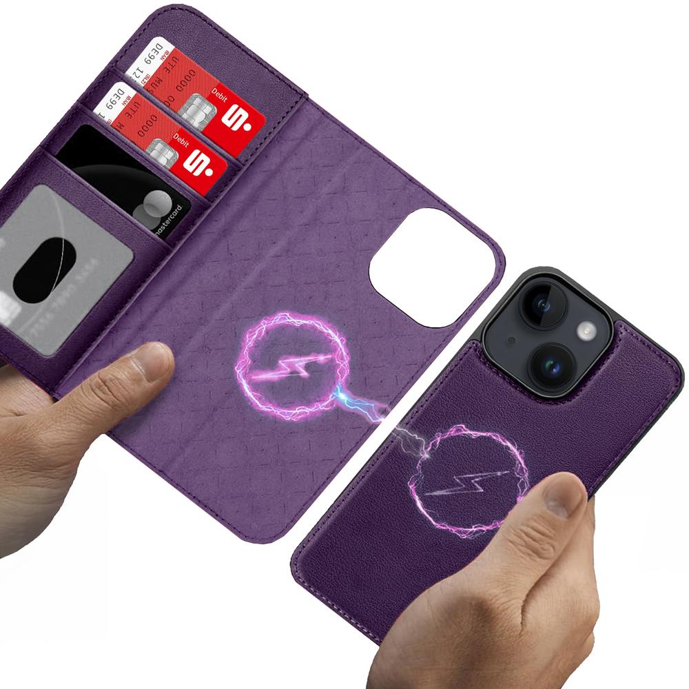 Magnetic Wallet für Apple iPhone 15 in Violett