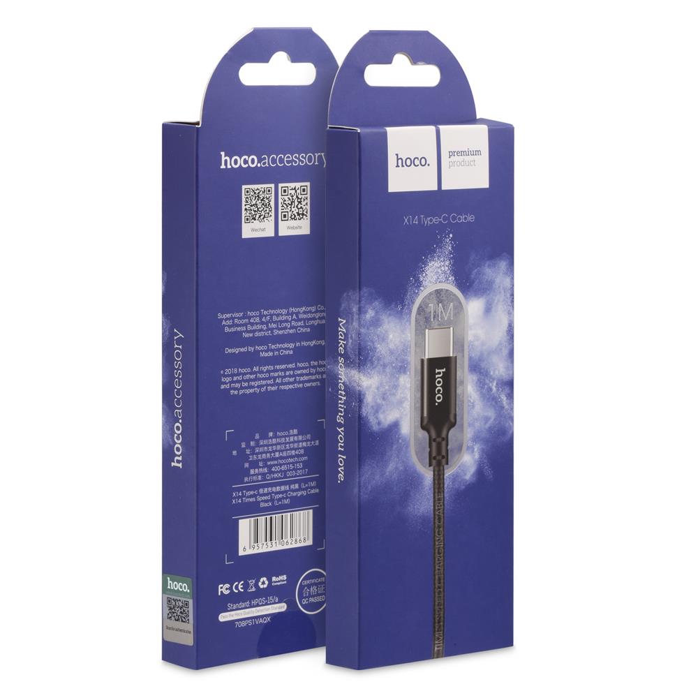 Hoco USB Kabel - X14 Type-C - 2M in Schwarz