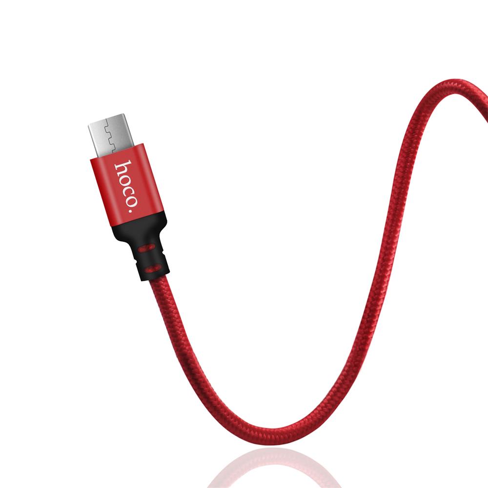 Hoco USB Kabel - X14 microUSB - 2M in Schwarz-Rot