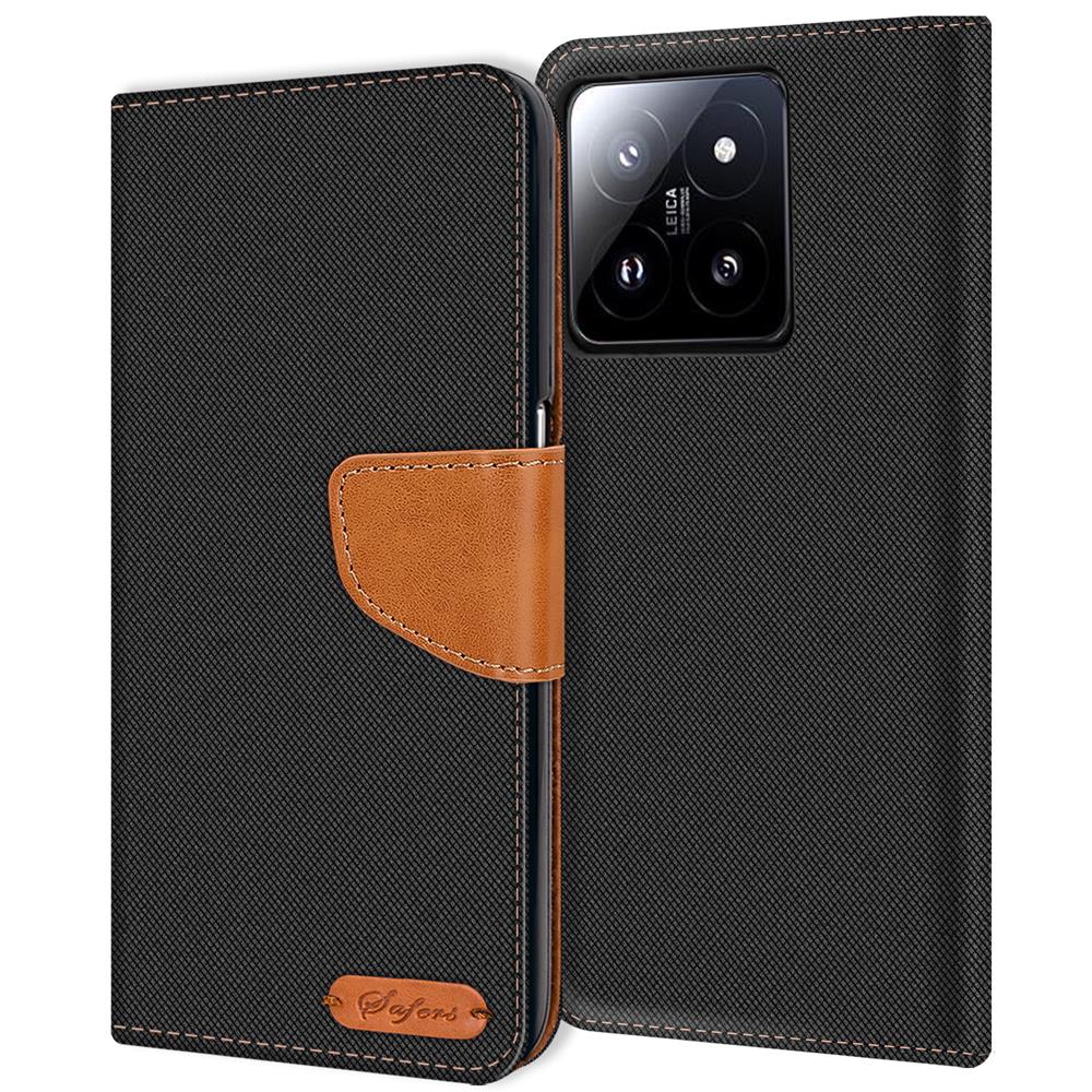 Textil Wallet für Xiaomi 15 in Schwarz