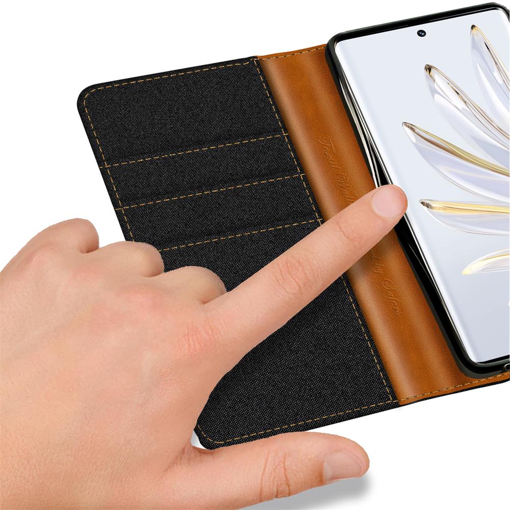 Textil Wallet für Honor 70 in Schwarz