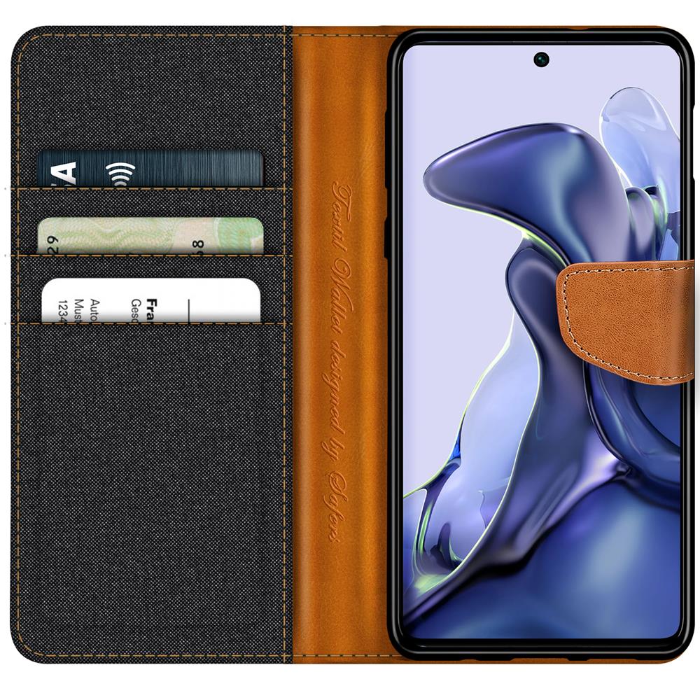 Textil Wallet für Xiaomi Redmi 10 in Schwarz