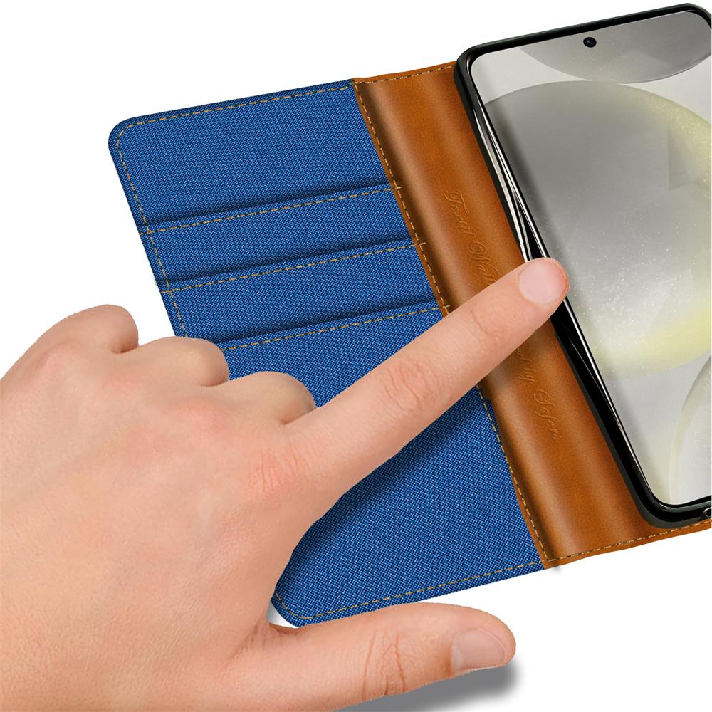 Textil Wallet für Samsung Galaxy S24 Ultra in Blau