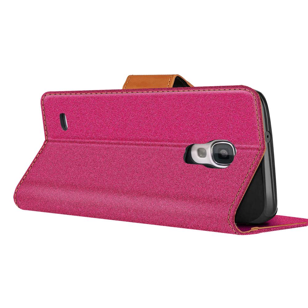 Textil Wallet für Samsung Galaxy S4 in Pink