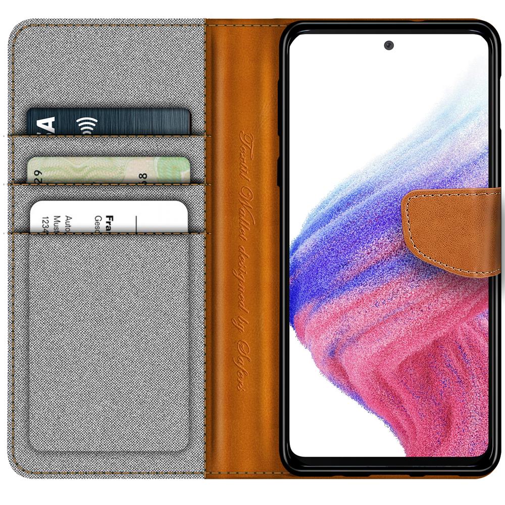 Textil Wallet für Samsung Galaxy A53 5G in Grau