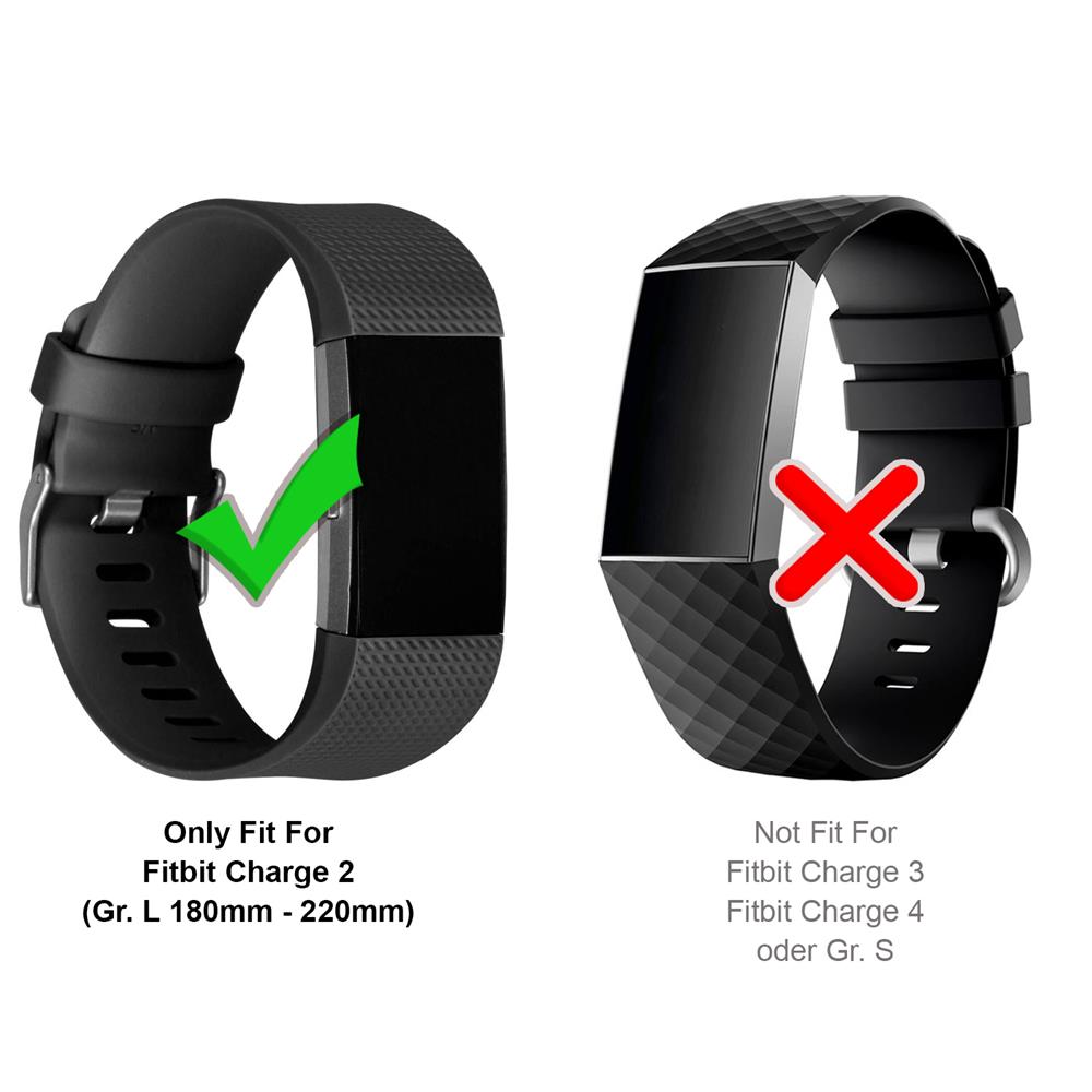 Fitnessarmband TPU für Fitbit Charge 2 - Größe L in Schwarz