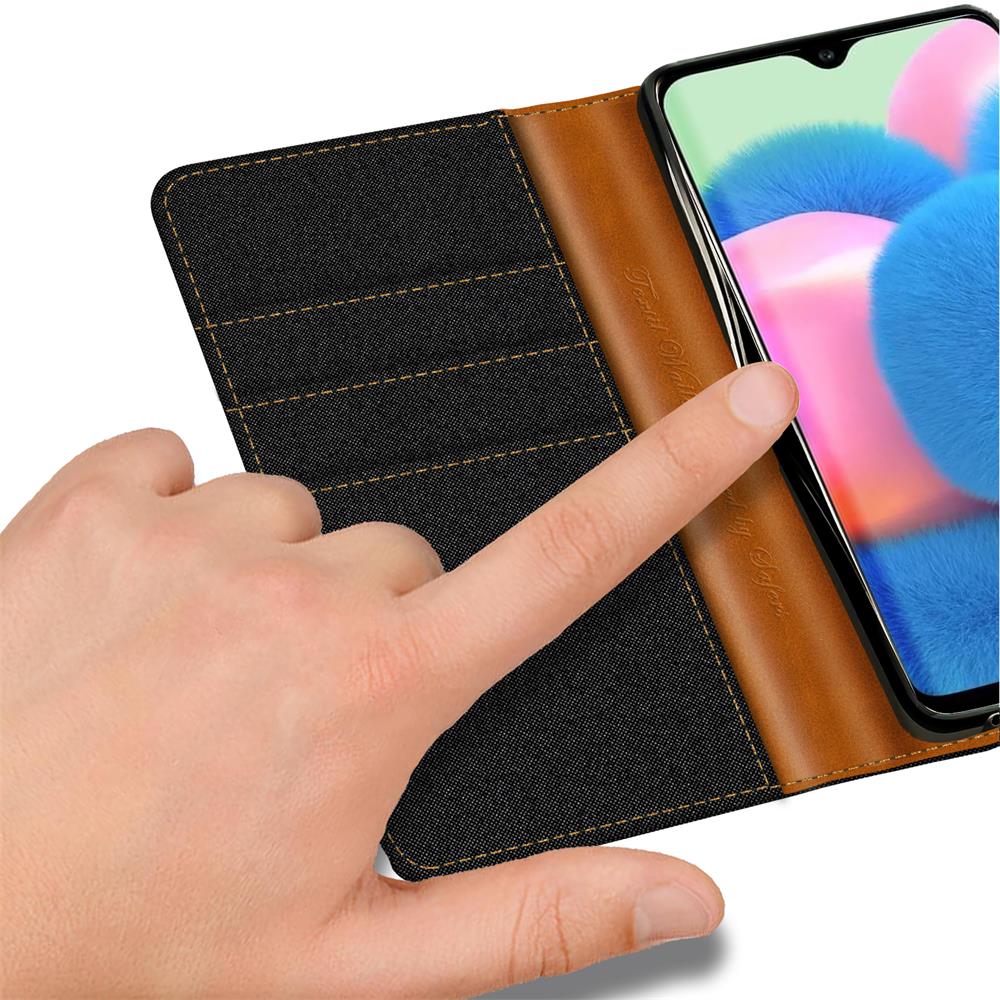 Textil Wallet für Samsung Galaxy A32 5G in Schwarz