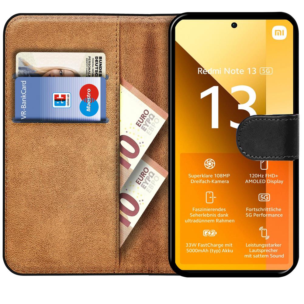 Basic Wallet für Xiaomi Redmi Note 13 5G in Schwarz