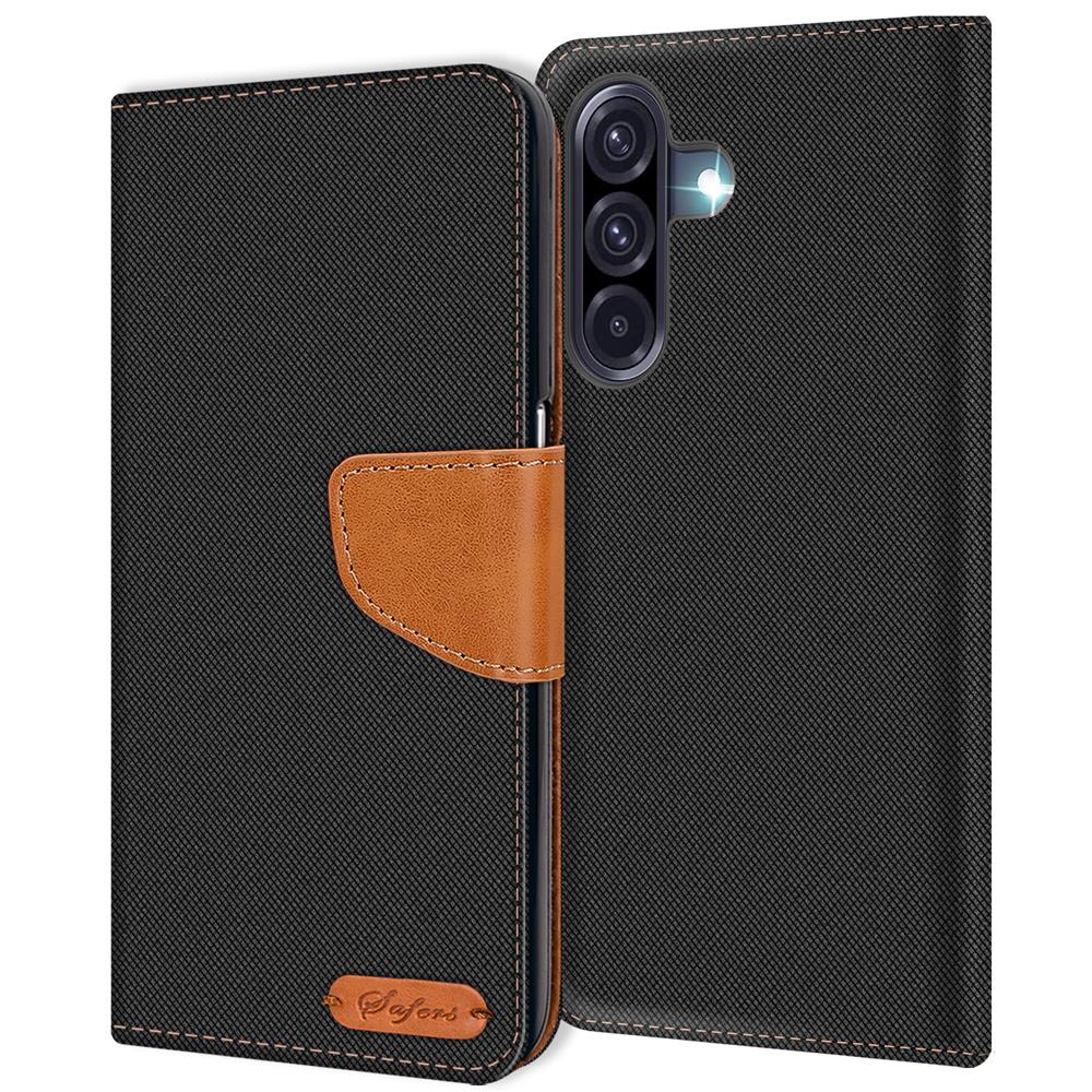 Textil Wallet für Samsung Galaxy A56 5G in Schwarz