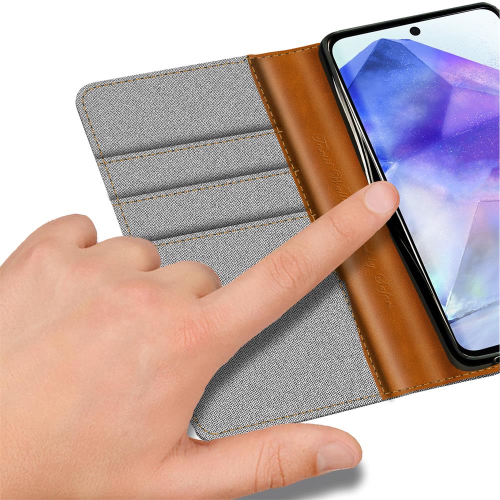 Textil Wallet für Samsung Galaxy A55 5G in Grau
