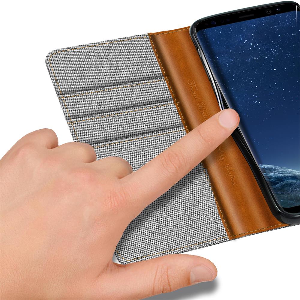 Textil Wallet für Samsung Galaxy S8 Plus in Grau