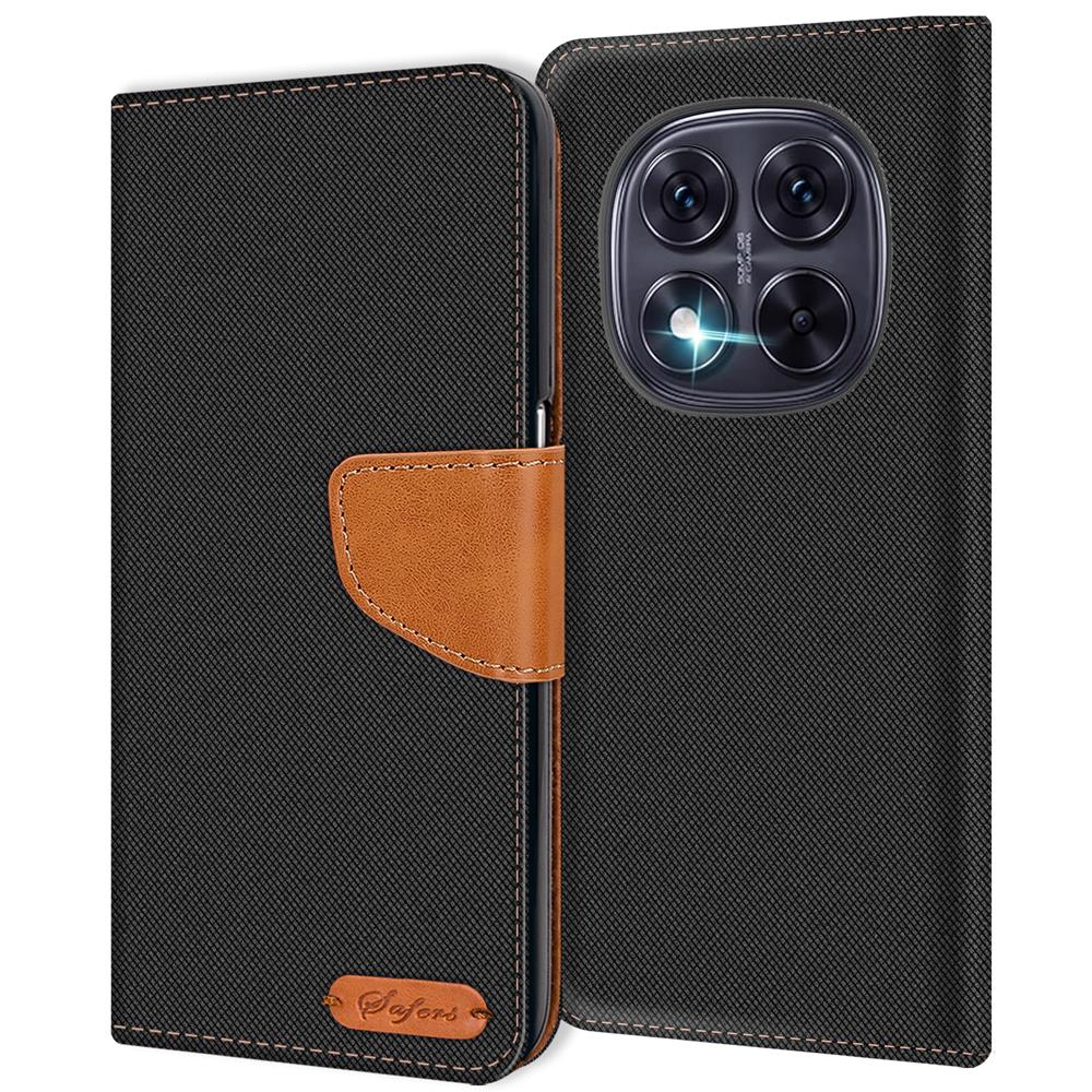 Textil Wallet für Xiaomi Redmi Note 14 Pro Plus 5G in Schwarz