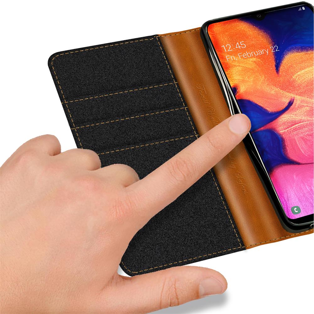 Textil Wallet für Samsung Galaxy A20e in Schwarz