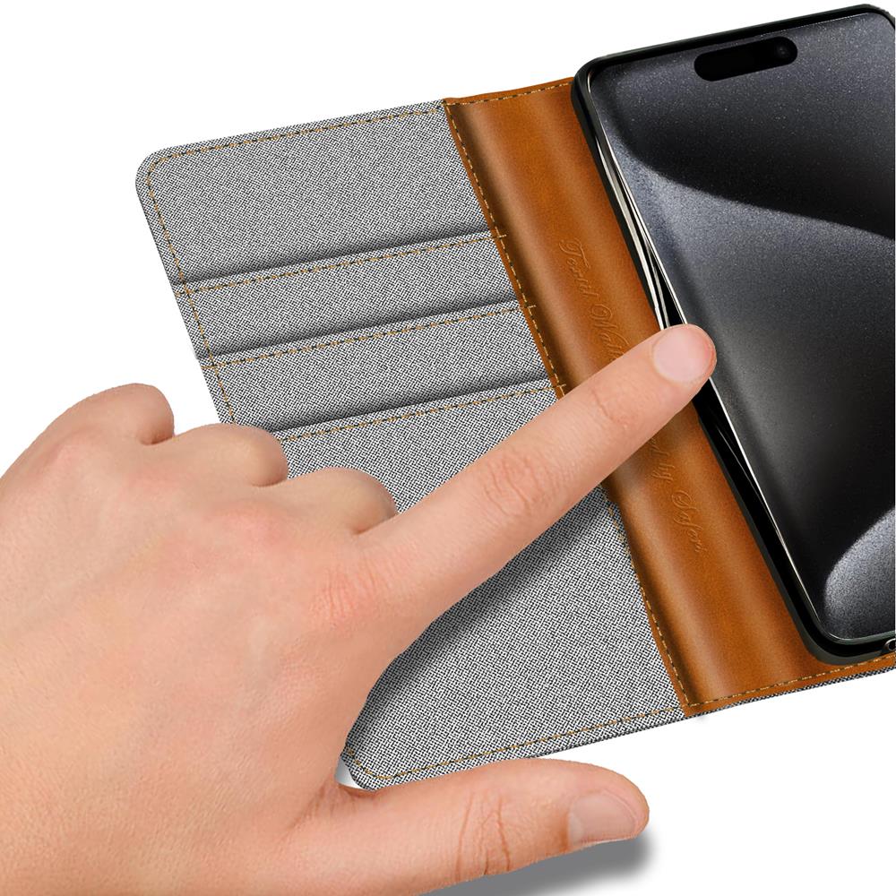Textil Wallet für Apple iPhone 16 Pro Max in Grau