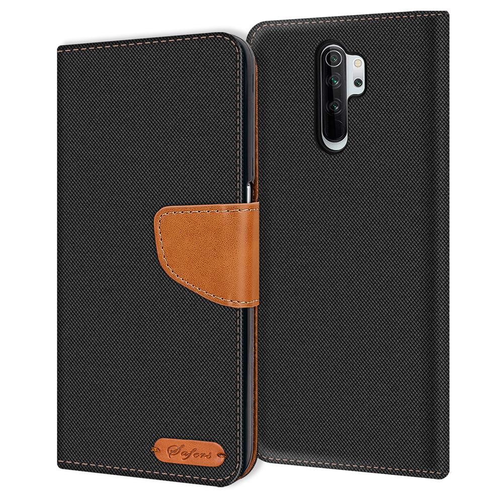 Textil Wallet für Xiaomi Redmi Note 8 Pro in Schwarz