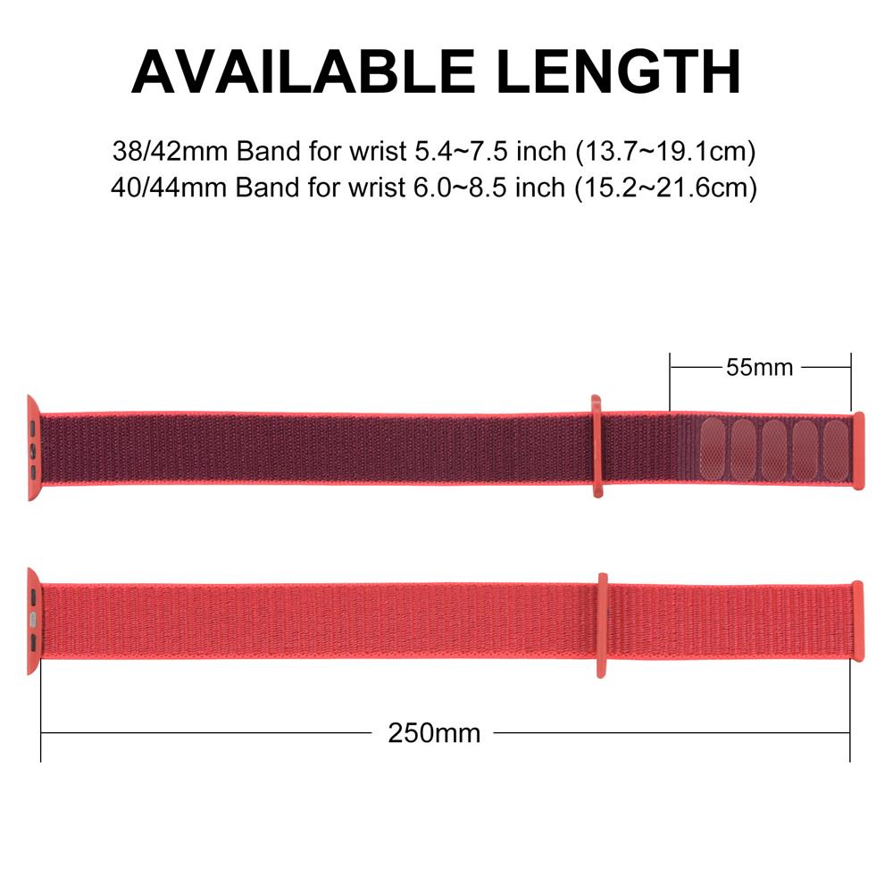 Fitnessarmband Nylon für Apple Watch 1-9 - 42/44/45 in Rot