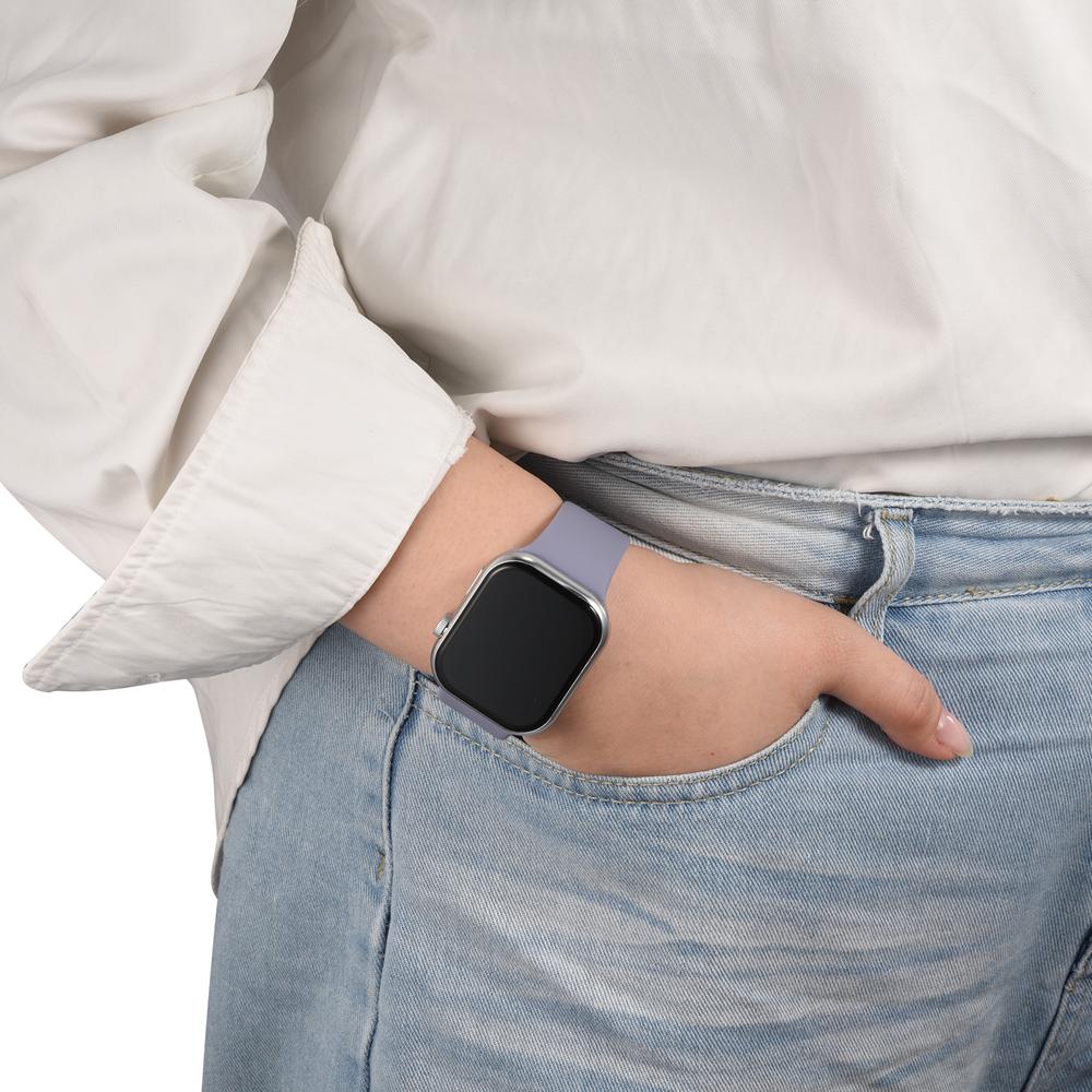 Silikonarmband Butterfly Apple Watch 1-11/SE1-3/Ultra1-3 - 42/44/45/49mm in Lavendelgrau - Größe L