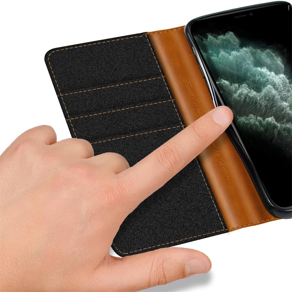 Textil Wallet für Apple iPhone 11 Pro Max in Schwarz