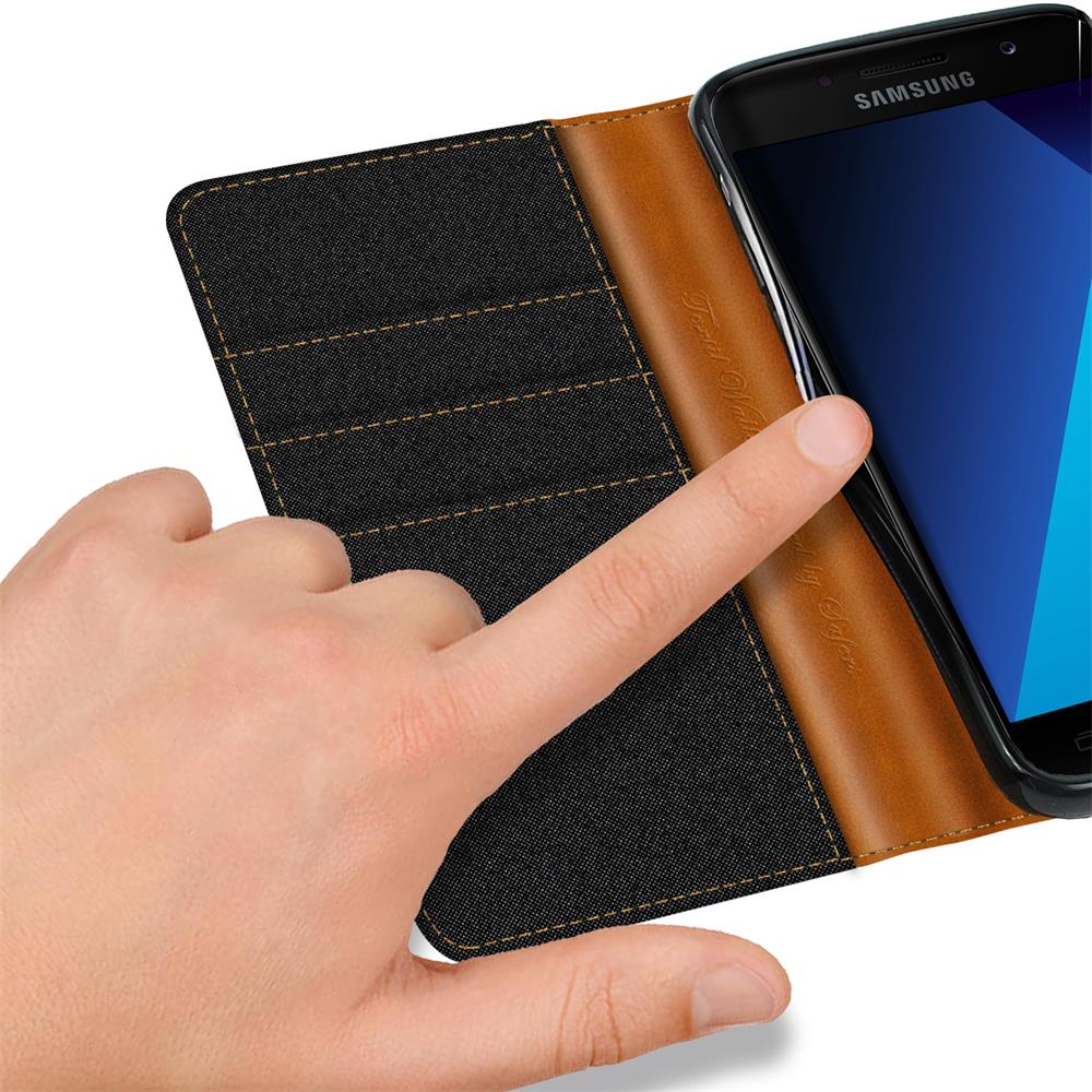 Textil Wallet für Samsung Galaxy A5 2017 in Schwarz