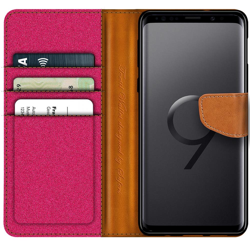 Textil Wallet für Samsung Galaxy S9 Plus in Pink