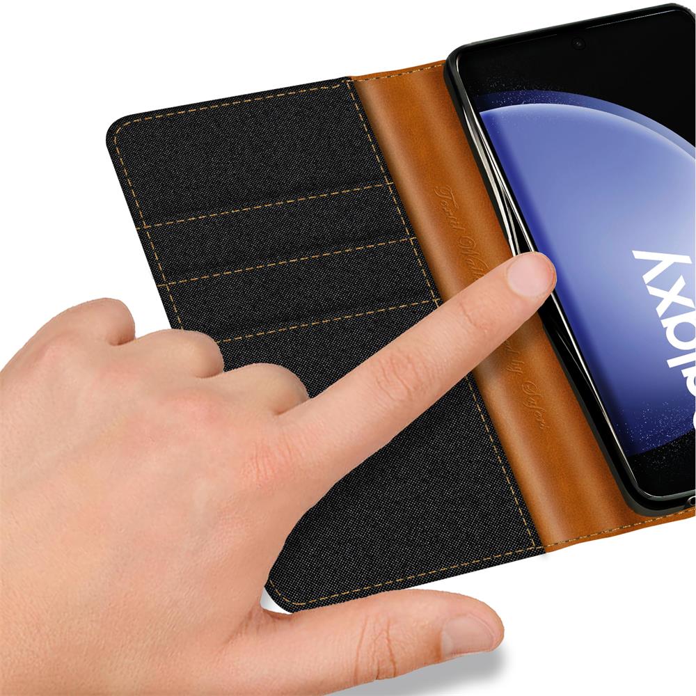 Textil Wallet für Samsung Galaxy S23 FE in Schwarz