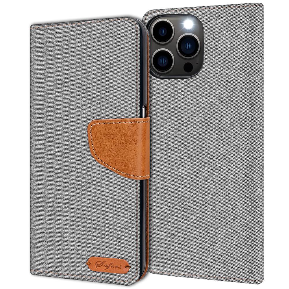 Textil Wallet für Apple iPhone 15 Pro Max in Grau