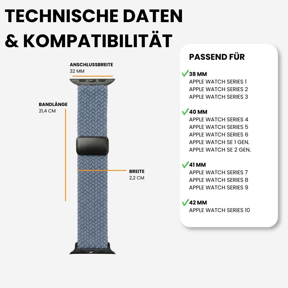 Loop Nylonarmband für Apple Watch 1-11/SE1-3 - 38/40/41/42mm in Babyblau - Universal
