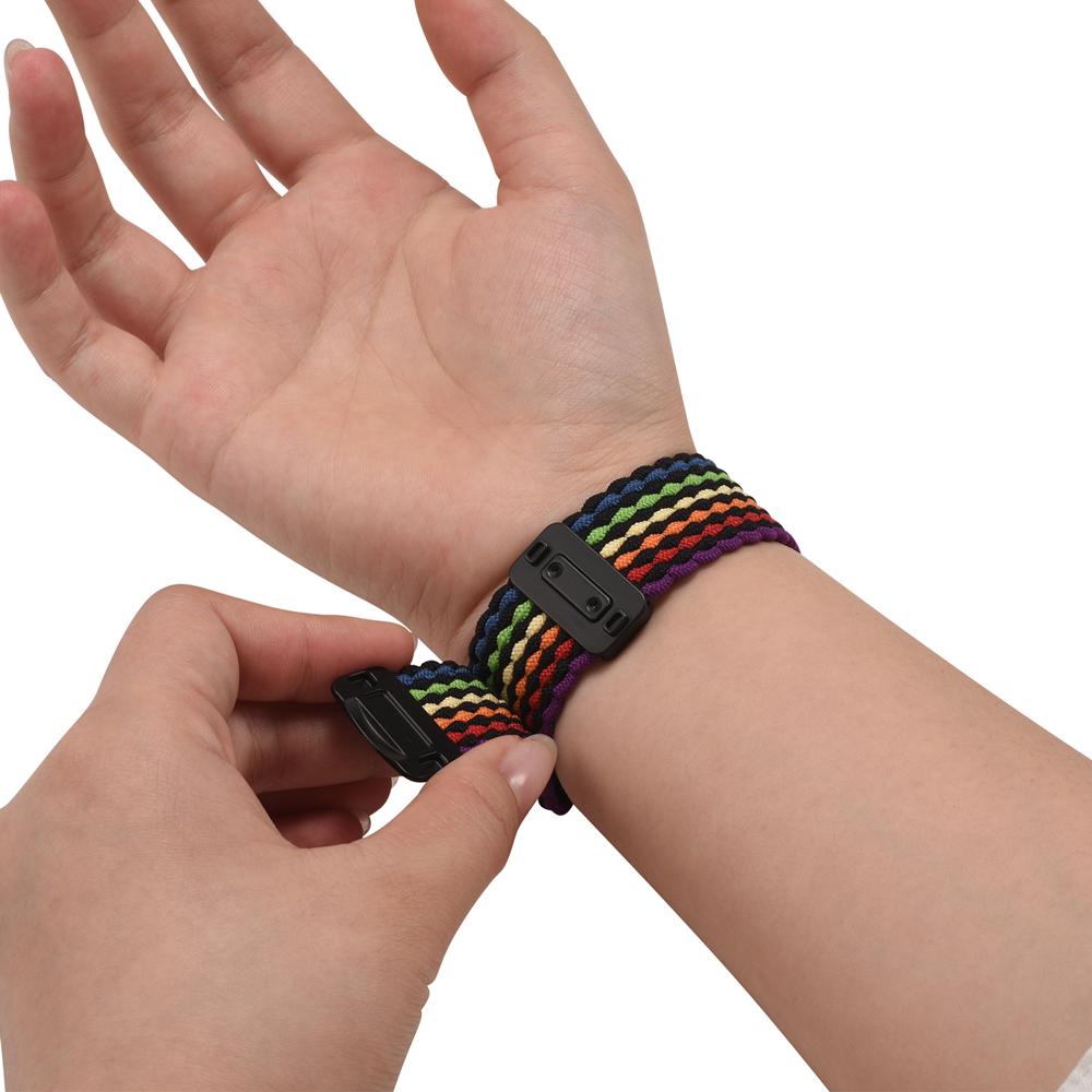 Loop Nylonarmband für Apple Watch 1-11/SE1-3/Ultra1-3 - 42/44/45/49mm in Schwarz Regenbogen - Universal