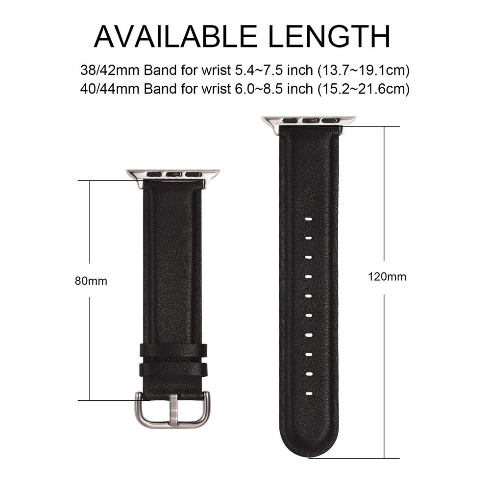 Fitnessarmband LEDER für Apple Watch 1-9 - 42/44/45 Gr. L in Schwarz