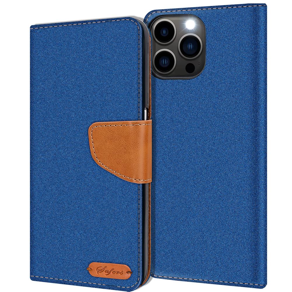Textil Wallet für Apple iPhone 15 Pro Max in Blau