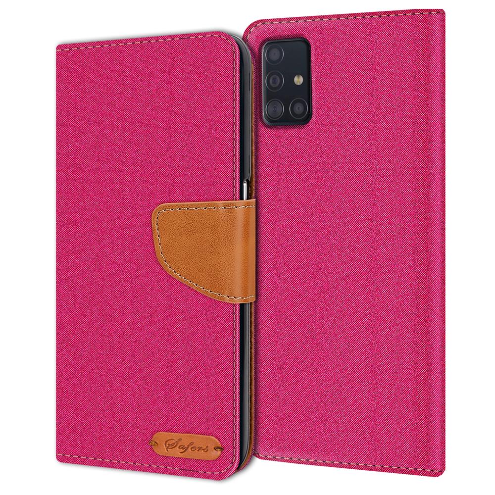 Textil Wallet für Samsung Galaxy A51 in Pink