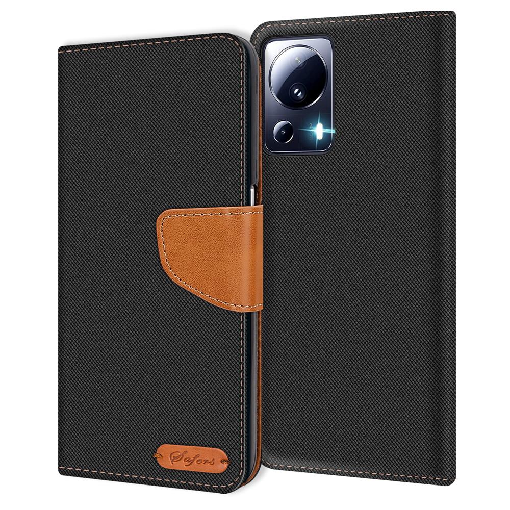 Textil Wallet für Xiaomi 13 Lite in Schwarz