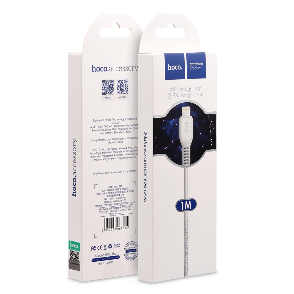 Hoco USB Kabel - X20 Lightning - 2M in Weiss