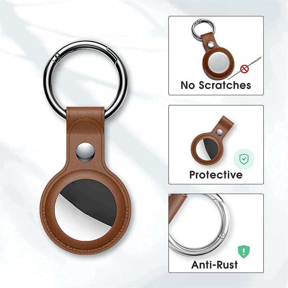 Tag Case Kunstleder für Apple Airtags in Braun