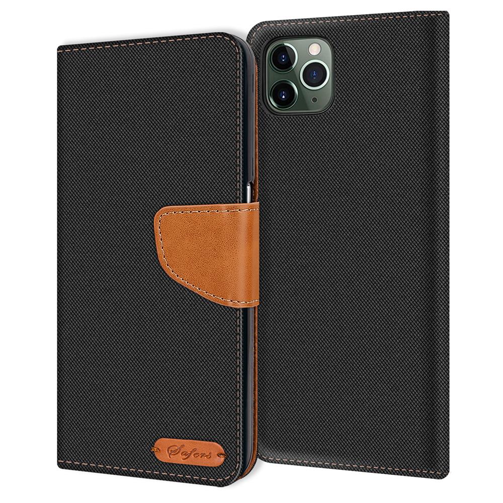 Textil Wallet für Apple iPhone 11 Pro Max in Schwarz