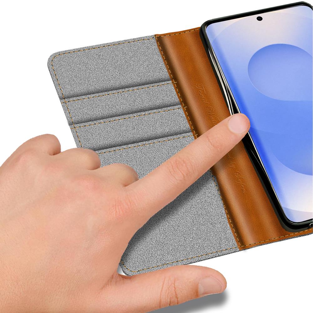 Textil Wallet für Samsung Galaxy S25 FE in Grau