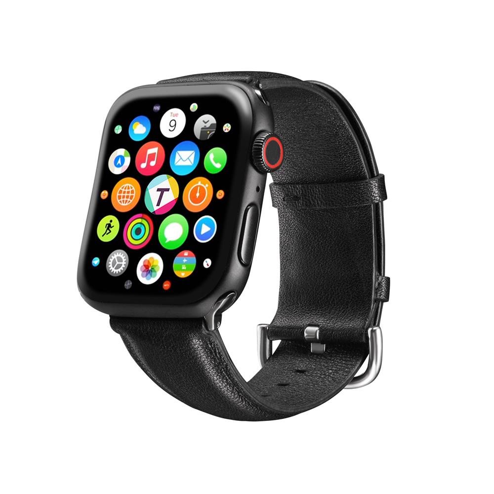 Fitnessarmband LEDER für Apple Watch 1-9 - 42/44/45 Gr. L in Schwarz