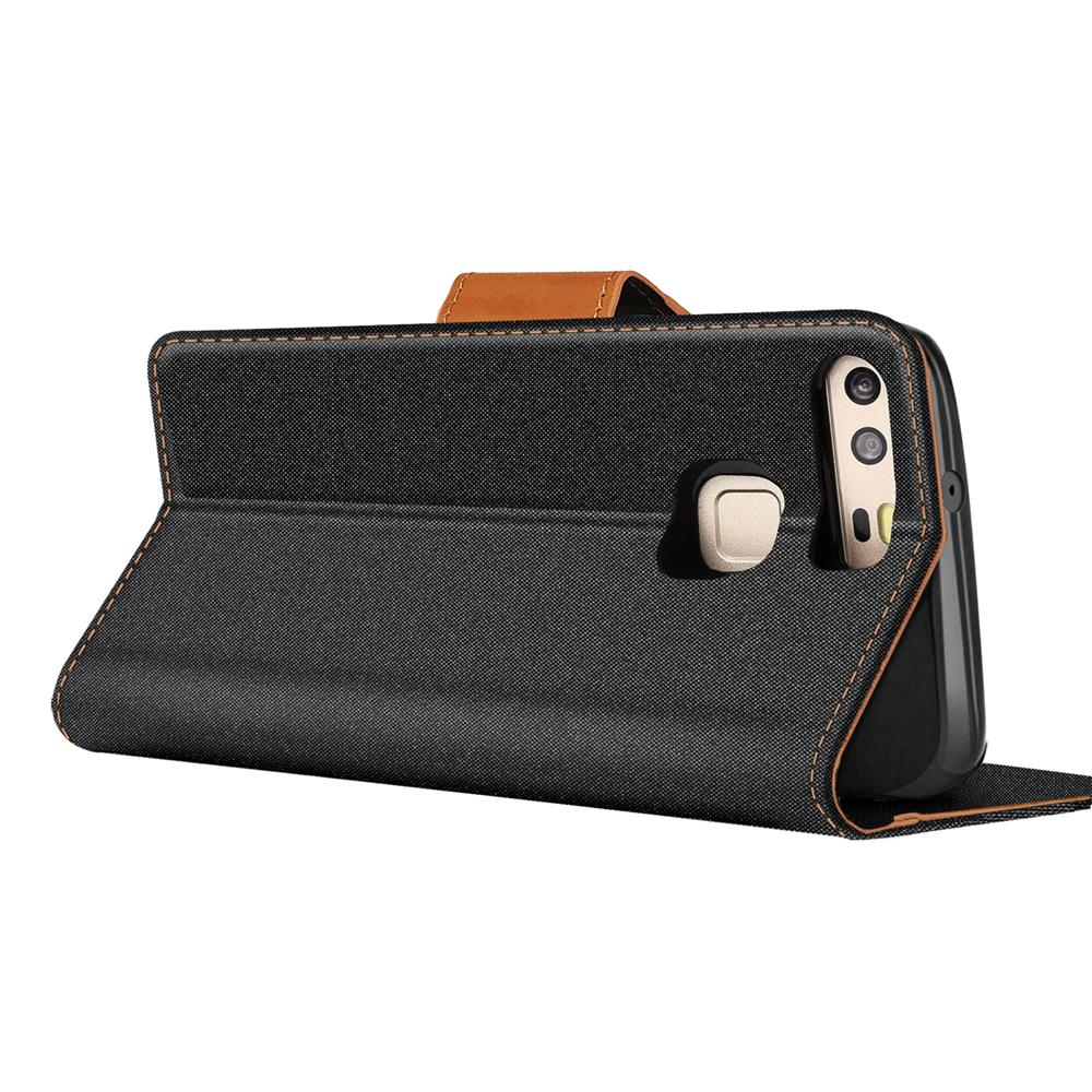 Textil Wallet für Huawei P9 in Schwarz