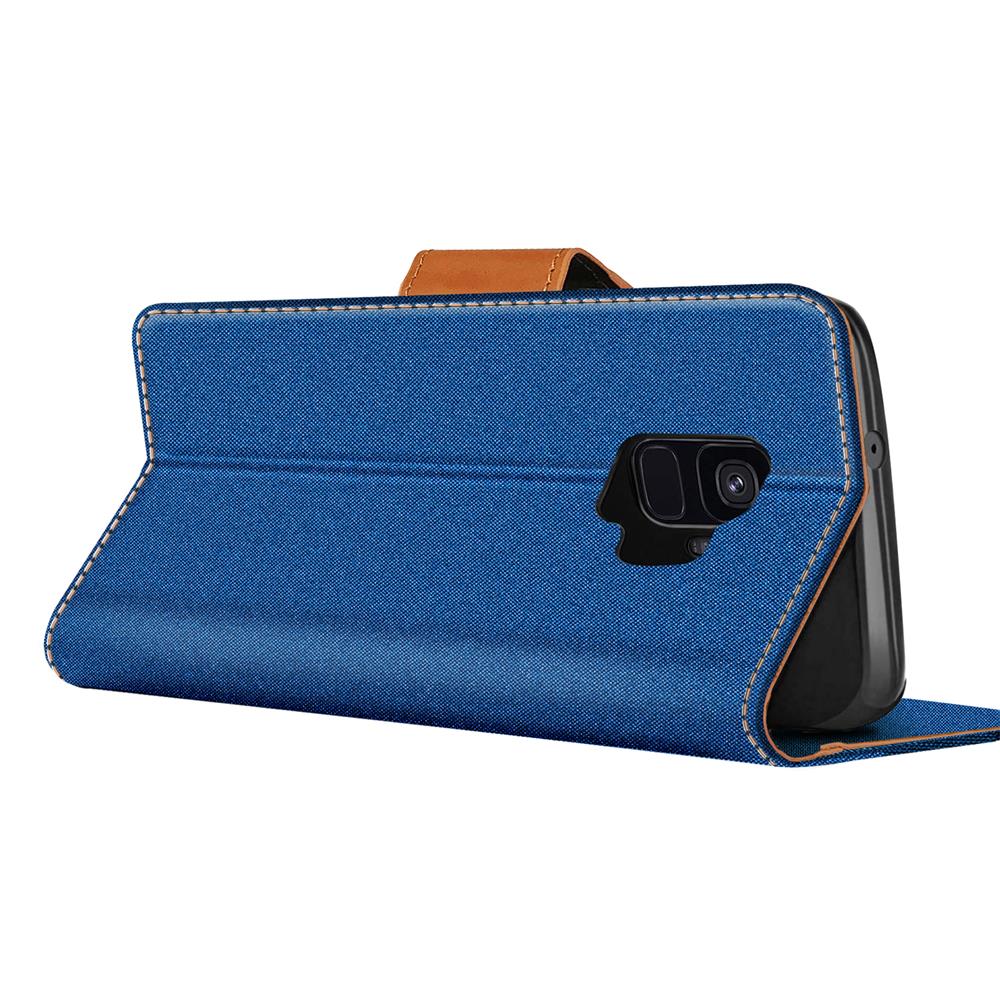 Textil Wallet für Samsung Galaxy S9 in Blau