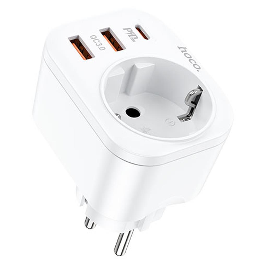 Hoco NS3 - Schuko-Adapter in Weiss
