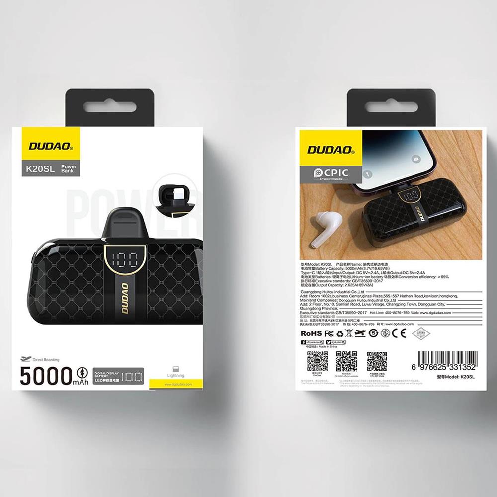 Power Bank - Dudao K20SL 5000 mAh in Schwarz