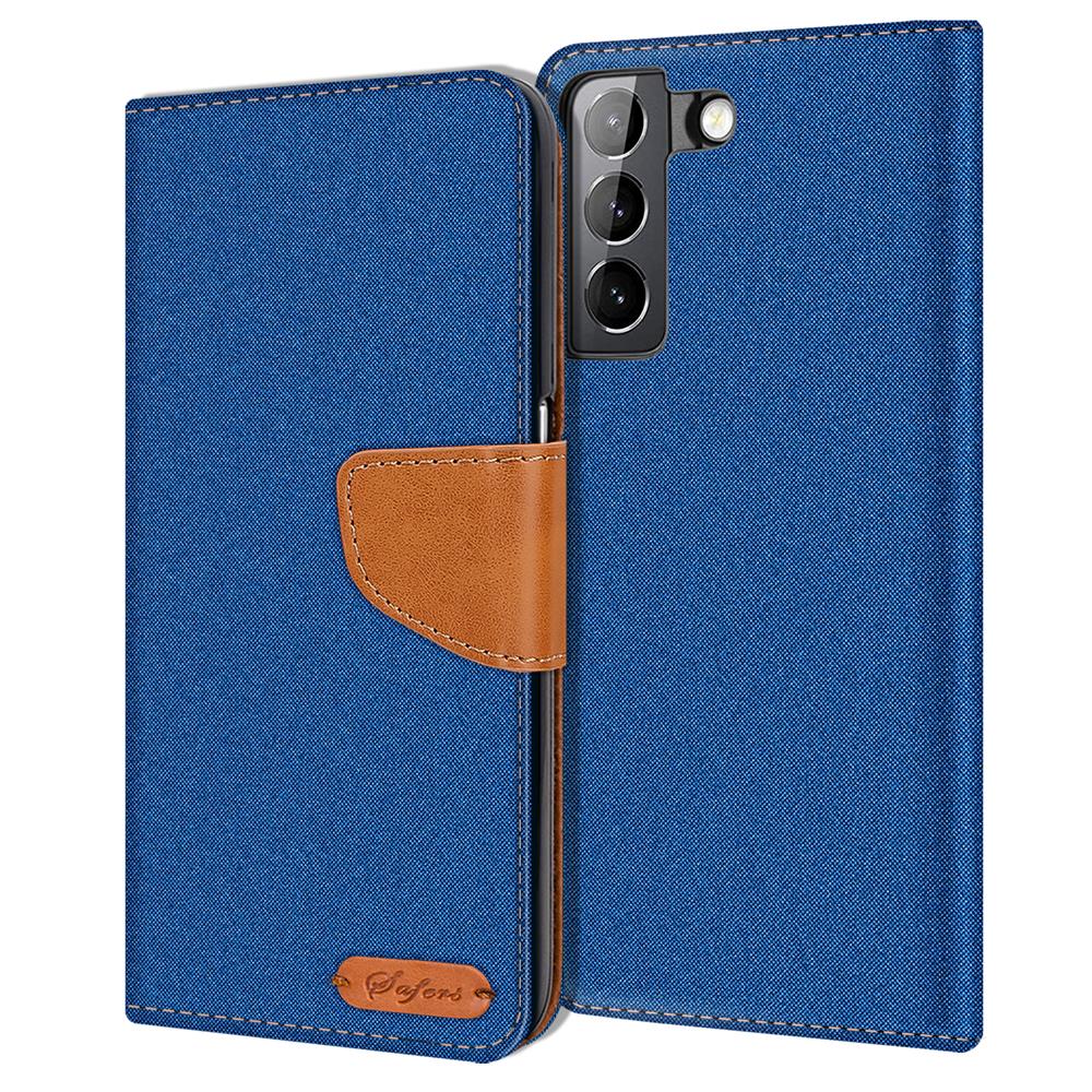 Textil Wallet für Samsung Galaxy S21 FE in Blau