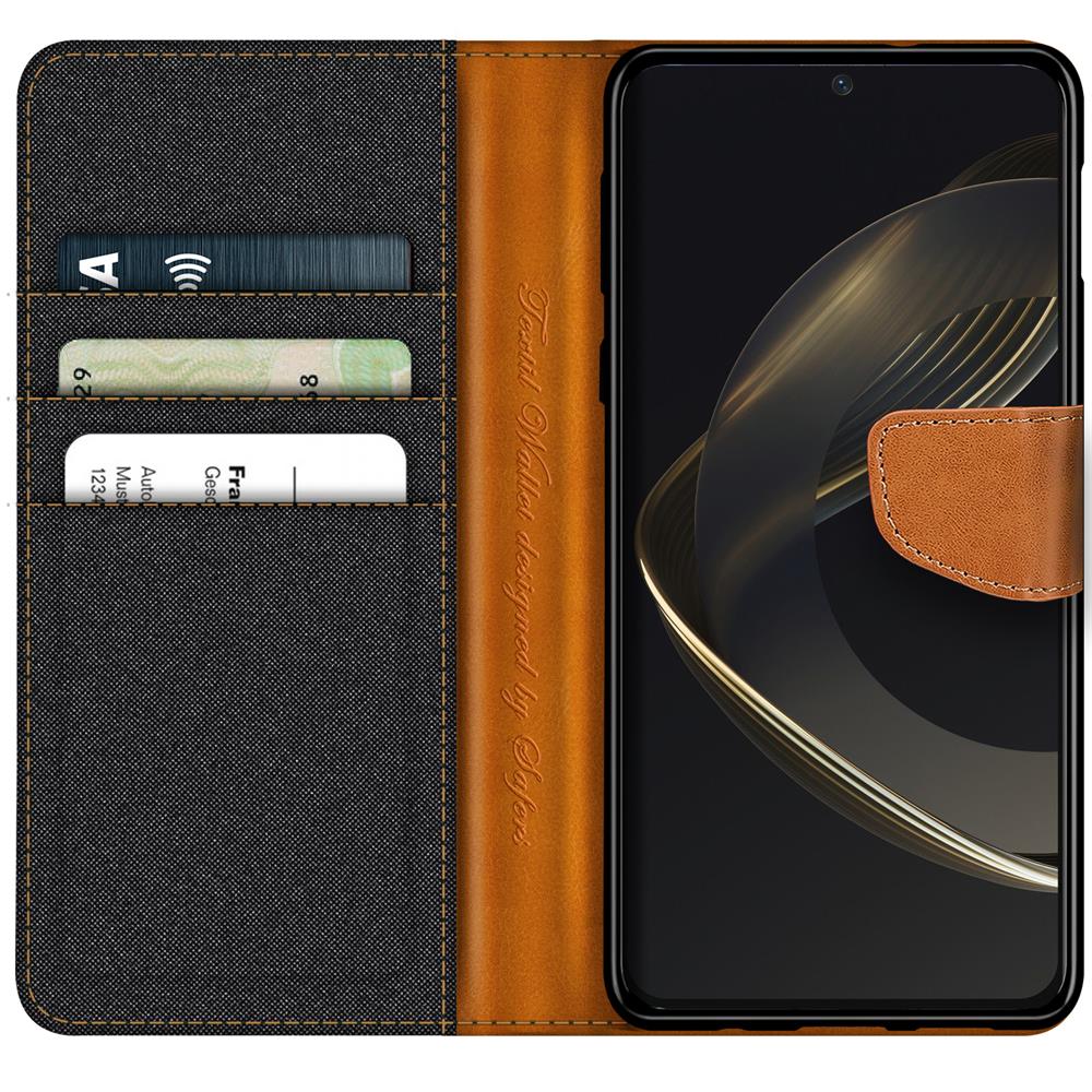 Textil Wallet für Huawei Nova 12i in Schwarz