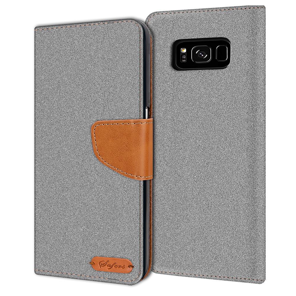 Textil Wallet für Samsung Galaxy S8 Plus in Grau